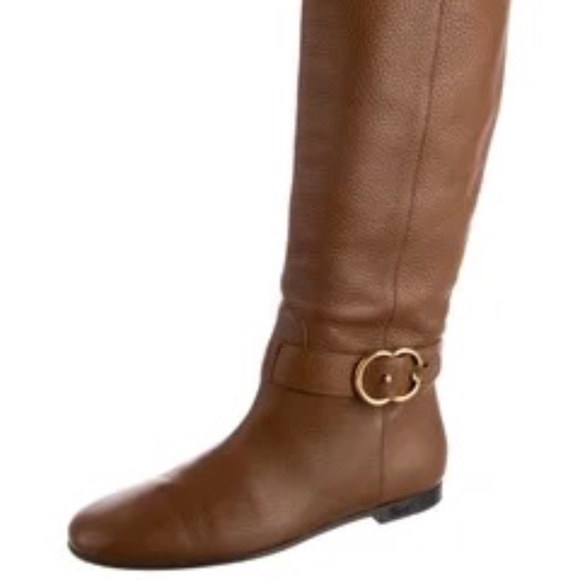 Gucci Brown Leather Boots NWT 8.5 38 1/2 In Box - Picture 1 of 10